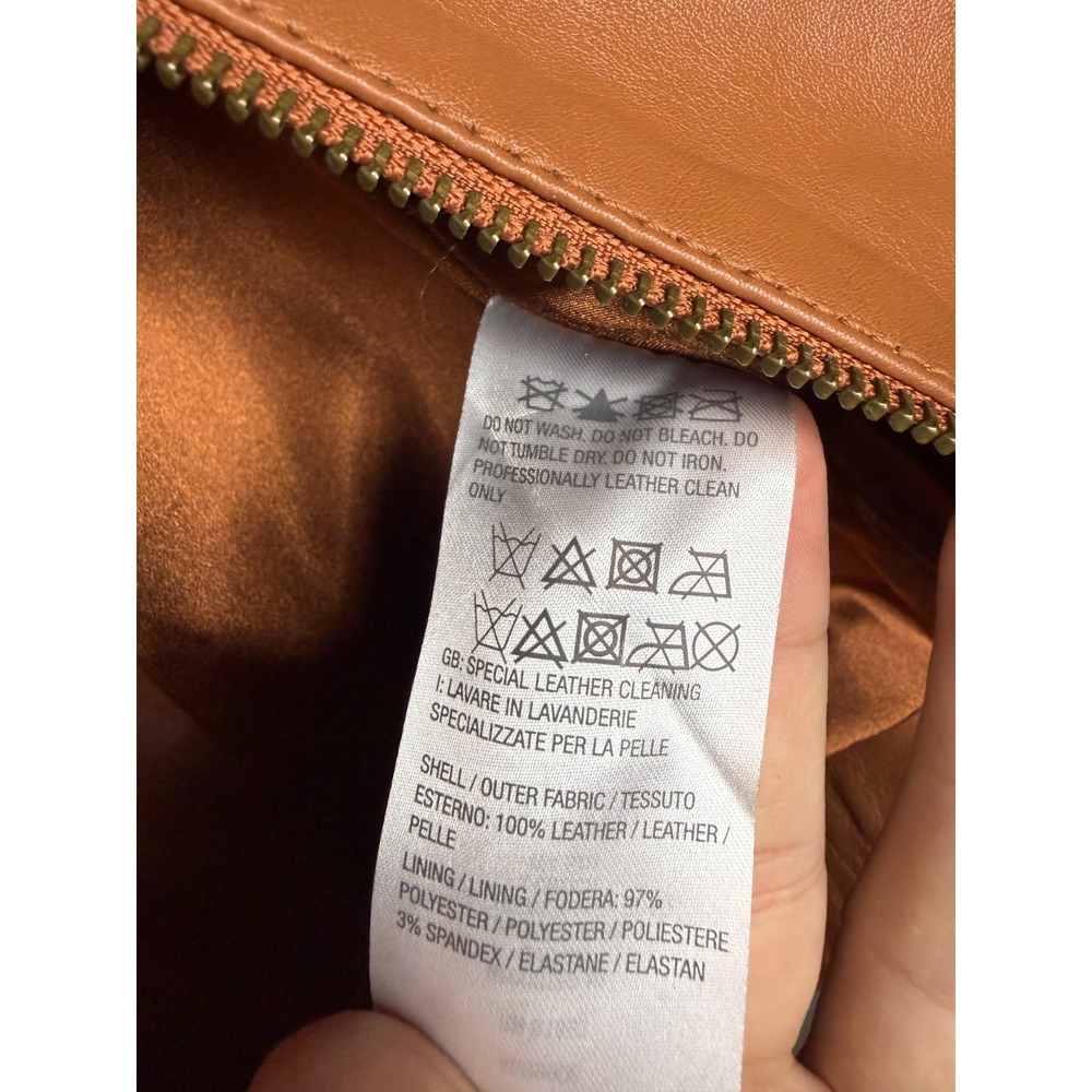 Denim & Co. Regular Lamb Leather Zip Front Jacket Rust Brown,Medium - Picture 4 of 7